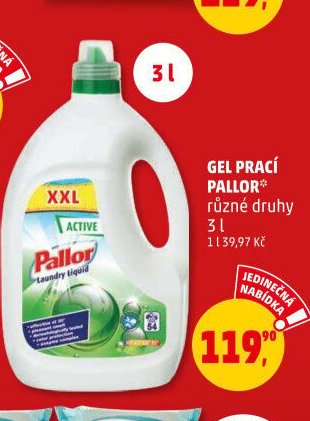 Gel prací Pallor různé druhy 3 l