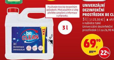 Univerzální dezinfekční prostředek Be Clean 3 l