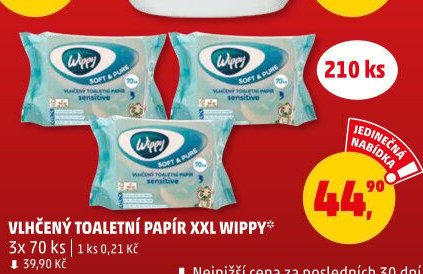 Vlhčený toaletní papír XXL Wippy 3x 70 ks