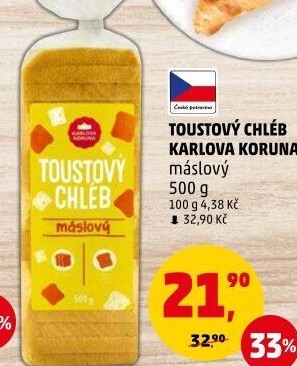 Toustový chléb Karlova Koruna