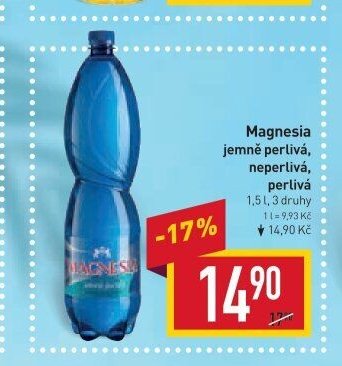 Magnesia jemně perlivá, neperlivá, perlivá