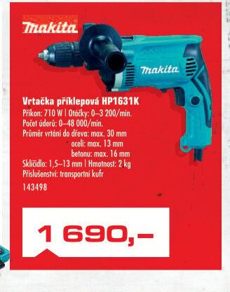 Vrtačka příklepová HP1631K - UNI HOBBY akcniletaky.com