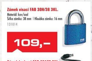 Zámek visací FAB 30H/38 3KL - UNI HOBBY akcniletaky.com