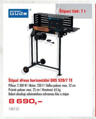 Štípač dřeva horizontální GHS 520/7 TE - UNI HOBBY akcniletaky.com