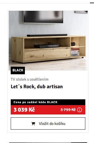 TV stolek s osvětlením Let's Rock, dub artisan - ASKO akcniletaky.com