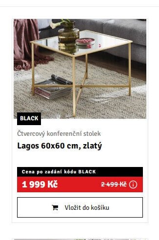 Čtvercový konferenční stolek Lagos 60x60 cm, zlatý - ASKO akcniletaky.com