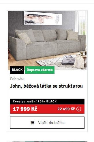 Pohovka John, béžová látka se strukturou - ASKO akcniletaky.com
