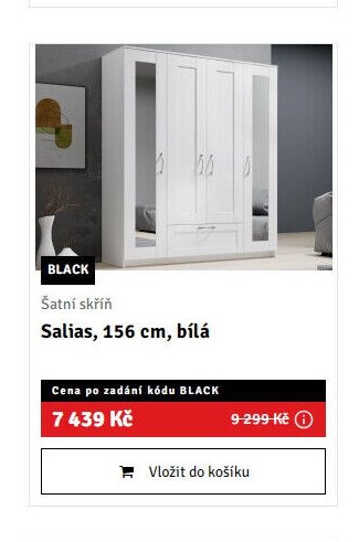 Šatní skříň Salias, 156 cm, bílá - ASKO akcniletaky.com