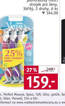 Jednorázová holítka dámská Simply Gillette Venus 3 Plus