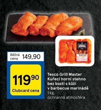 Tesco Grill Master Kuřecí horní stehno bez kosti s kůží v barbecue marinádě