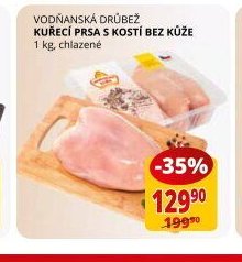 Vodňanská drůbež kuřecí prsa s kostí bez kůže