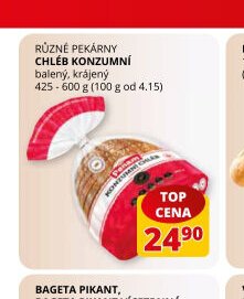 Různé pekárny chléb konzumní