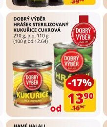Dobrý výběr hrášek sterilizovaný kukuřice cukrová