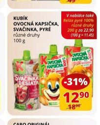 Kubík ovocná kapsička, svačinka, pyré