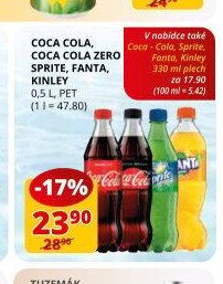 Coca Cola, Coca Cola Zero, Sprite, Fanta, Kinley