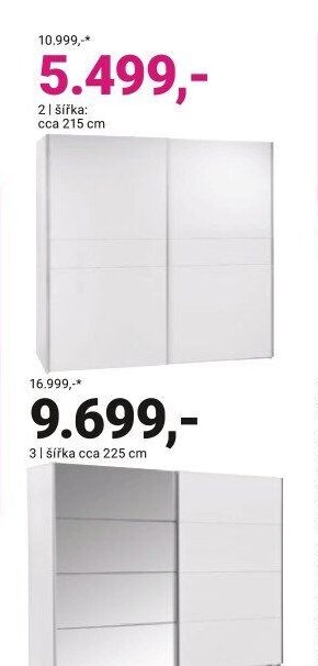 Šatní skříň, šířka cca 215 cm