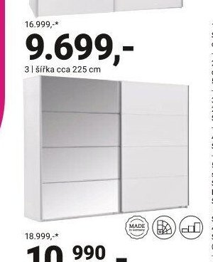 Šatní skříň, šířka cca 225 cm