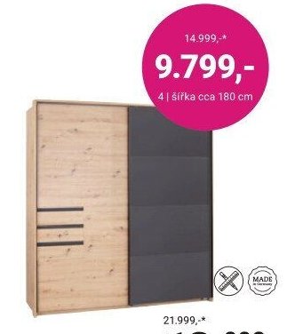 Šatní skříň, šířka cca 180 cm