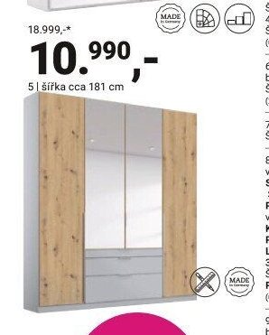 Šatní skříň, šířka cca 181 cm