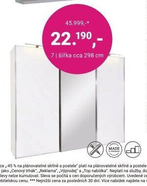 Šatní skříň, šířka cca 298 cm