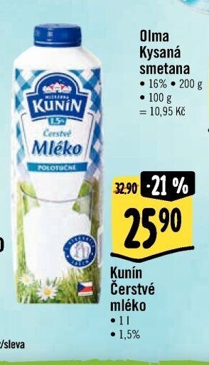 Kunín Čerstvé mléko