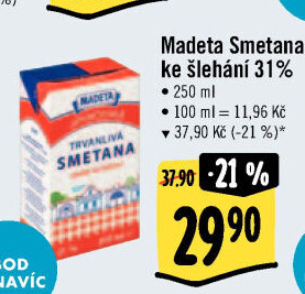 Smetana ke šlehání trvanlivá Jihočeská Madeta 31%