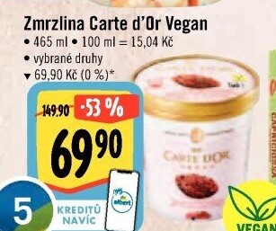 Zmrzlina v kelímku Vegan Carte D'
