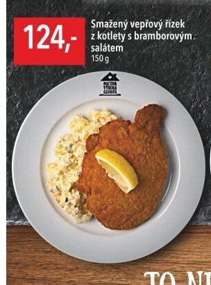 Smažený vepřový řízek z kotlety s bramborovým salátem
