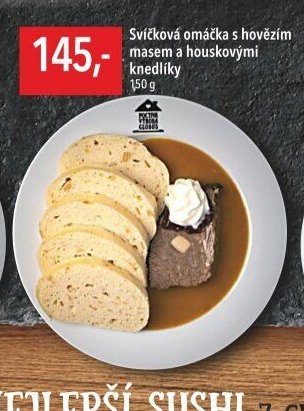 Svíčková omáčka s hovězím masem a houskovými knedlíky
