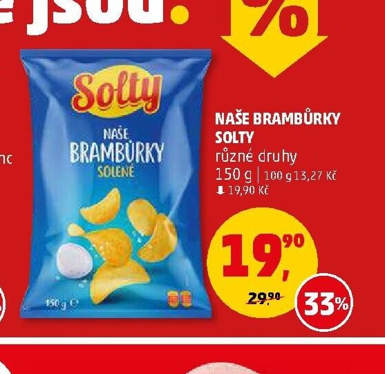 Naše brambůrky Solty různé druhy