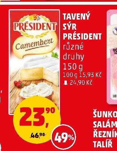 Tavený sýr Président různé druhy