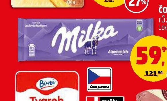 Čokoláda Milka různé druhy