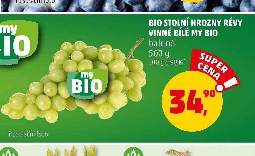 BIO STOLNÍ HROZNY RÉVY VINNÉ BÍLÉ MY BIO balené 500 g