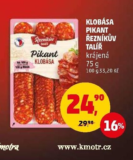 Klobása Řezníkův talíř pikant 75 g