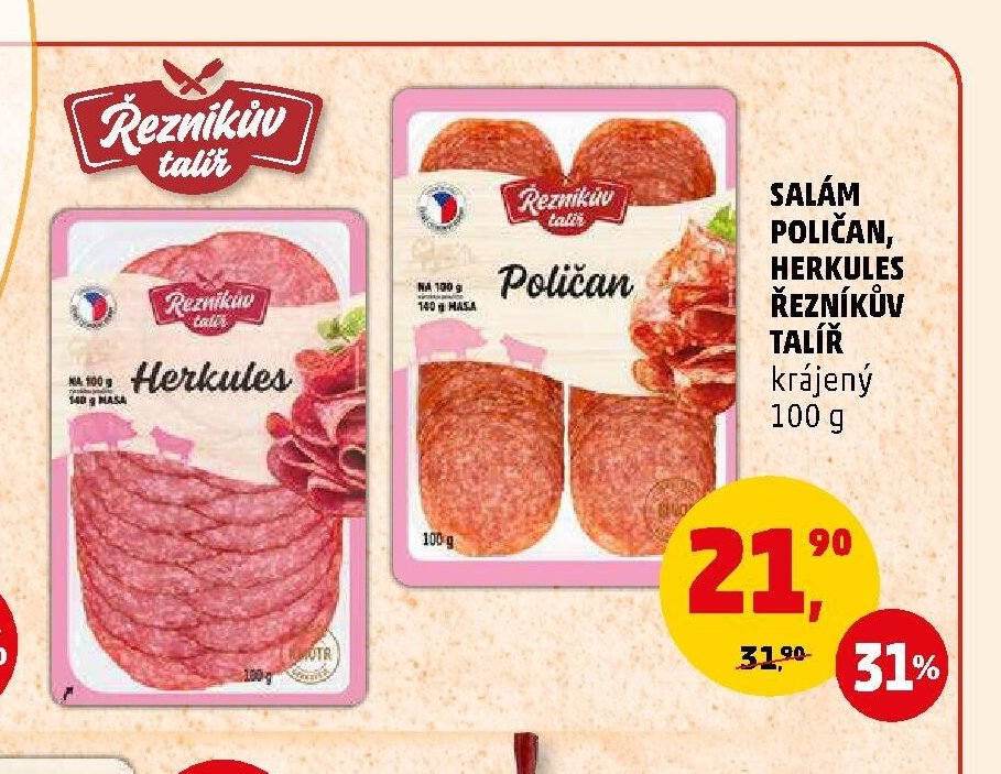 SALÁM POLIČAN, HERKULES ŘEZNÍKŮV TALÍŘ krájený 100 g