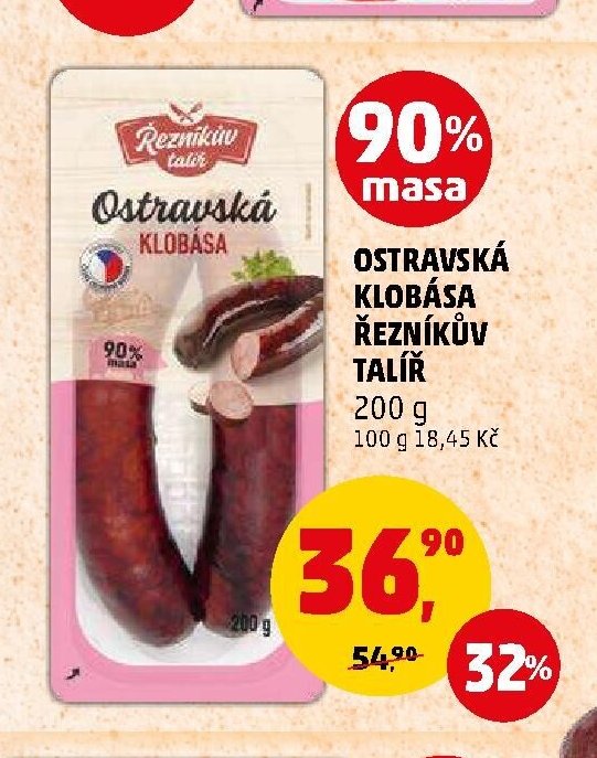 OSTRAVSKÁ KLOBÁSA ŘEZNÍKŮV TALÍŘ 200 g