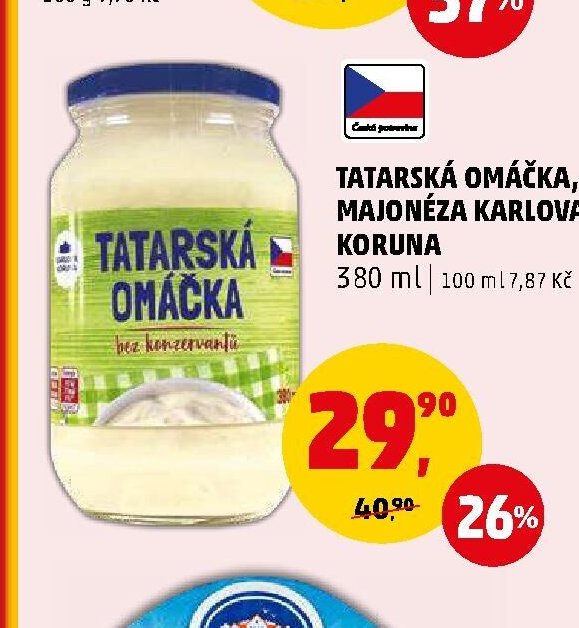 Tatarská omáčka, majonéza Karlova Koruna 380 ml