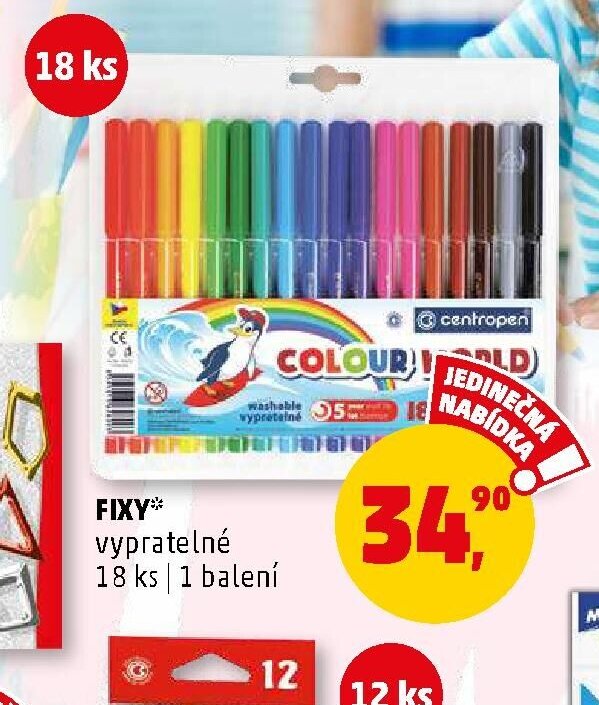 Fixy vypratelné 18 ks