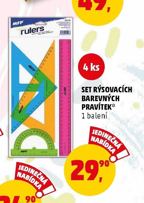 Set rýsovacích barevných pravítek