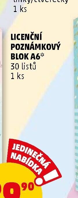 Licenční poznámkový blok A6