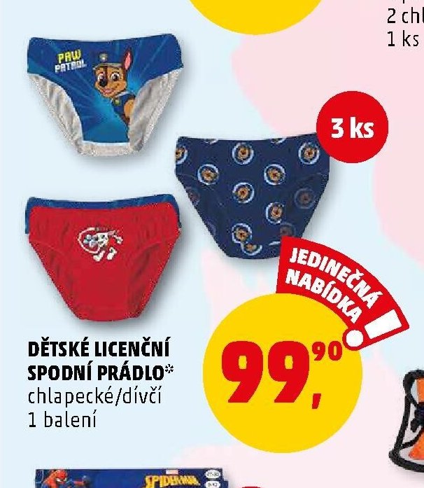 DĚTSKÉ LICENČNÍ SPODNÍ PRÁDLO