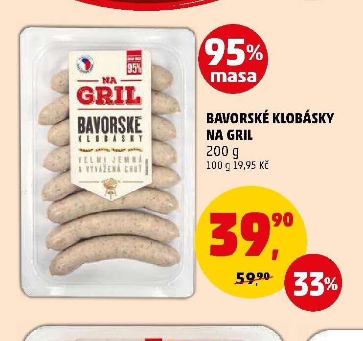 BAVORSKÉ KLOBÁSKY NA GRIL 200 g