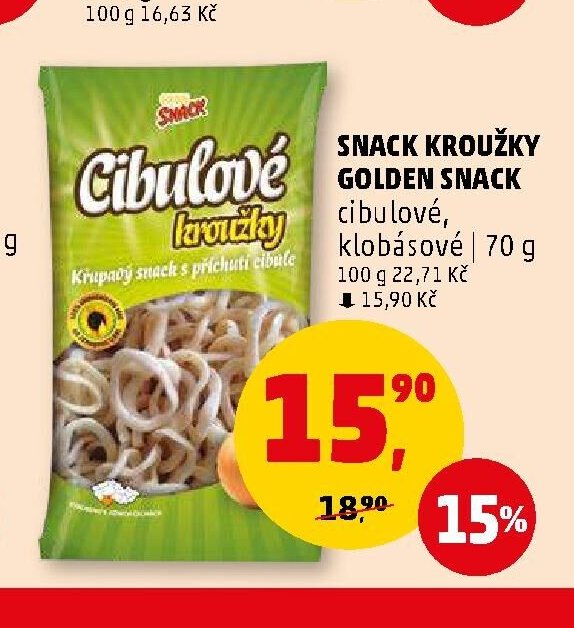 SNACK KROUŽKY GOLDEN SNACK cibulové, klobásové 70 g