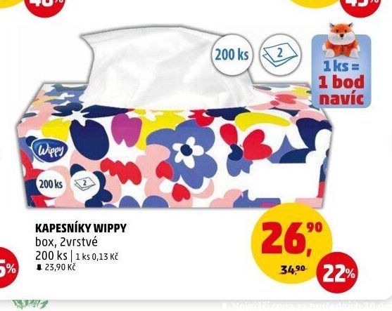 Kapesníky Wippy box, 2vrstvé 200 ks