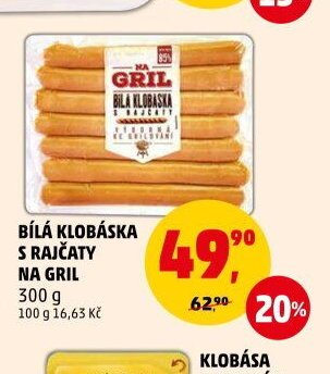 Bílá klobáska s rajčaty na gril