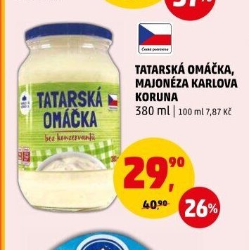 TATARSKÁ OMÁČKA, MAJONÉZA KARLOVA KORUNA 380 ml