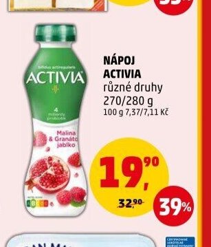 NÁPOJ ACTIVIA různé druhy 270/280 g