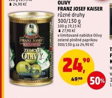 OLIVY FRANZ JOSEF KAISER různé druhy