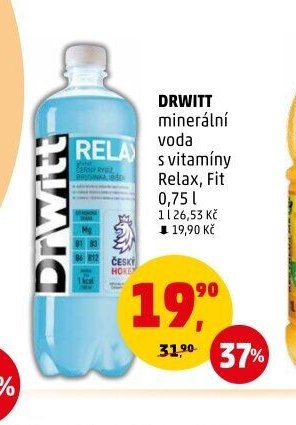 DrWitt minerální voda s vitamíny Relax, Fit 0,75 l