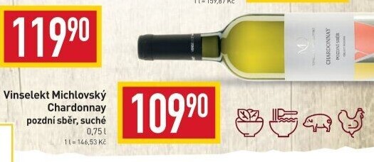 Víno Chardonnay Vinselekt Michlovský - pozdní sběr